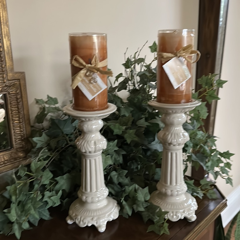 🤩 NEW Set of 2 Ceramic Candlestick Holders